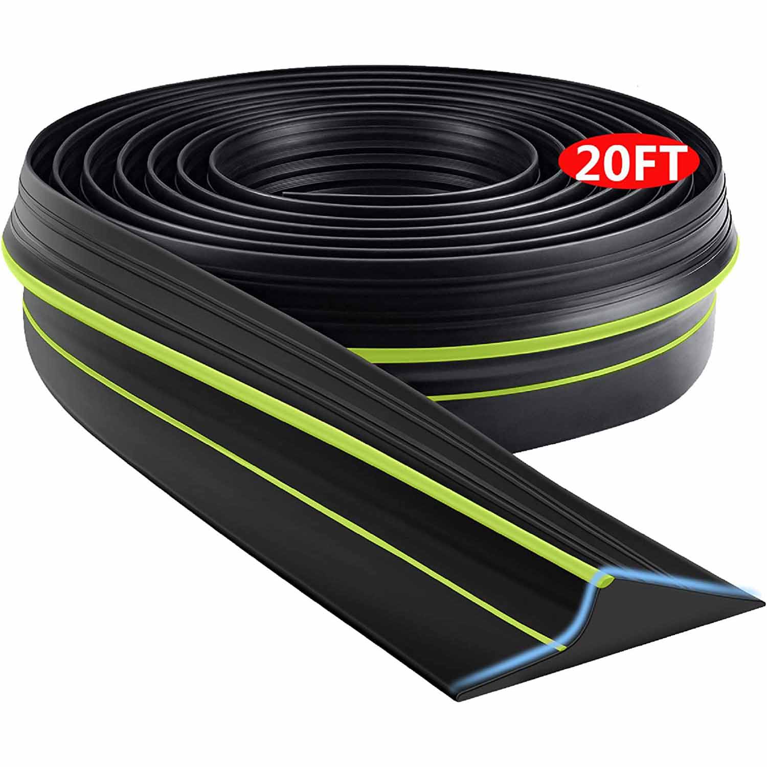 Jin&Bao Universal Garage Door Threshold Seal Strip, Bottom Weather Stripping Replacement Rubber Waterproof 20 FT LengthGreen