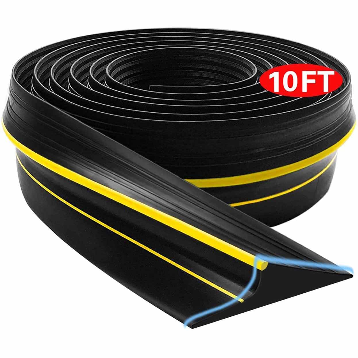 Jin&Bao Universal Garage Door Bottom Seal Strip,Weatherproof Rubber DIY Weather Stripping Replacement, 10FT Length, Black