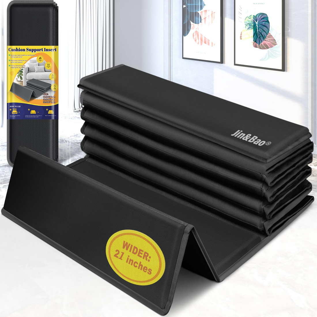 Jin&Bao Couch Cushion Support for Sagging, Heavy Duty Solid Wood Sofa Cushion Support 21- 67 for Loveseat- Couch Supporter Under The Cushions Board 100% Saver Sagging (Black)